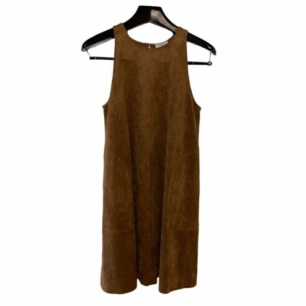 NEW Wilfred Trompette Dress Brown Faux Suede Keyhole XXS